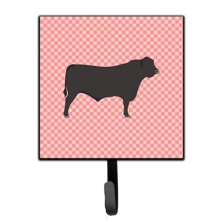 Carolines Treasures Black Angus Cow Pink Check Leash or Key Holder BB7828SH4